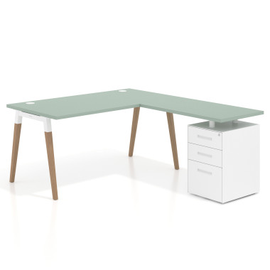 Mesa de oficina 80cm con pedestal, frontales de metal