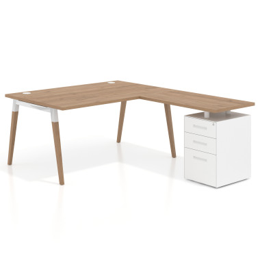Colecci&oacute;n Mesa de oficina 100cm con pedestal, frontales de metal