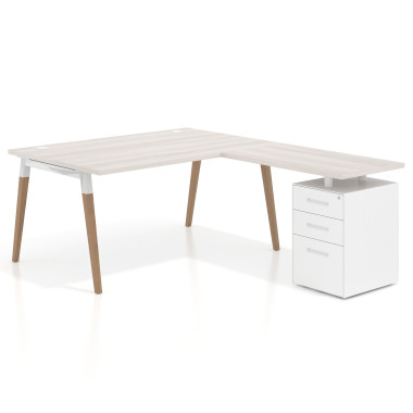 Colecci&oacute;n Mesa de oficina 100cm con pedestal, frontales de metal
