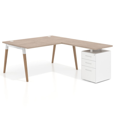 Colecci&oacute;n Mesa de oficina 100cm con pedestal, frontales de metal