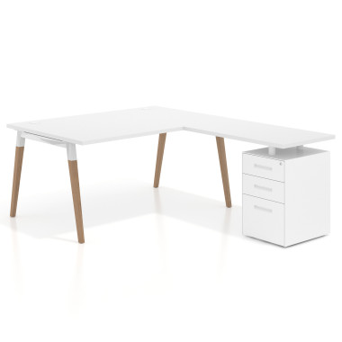Colecci&oacute;n Mesa de oficina 100cm con pedestal, frontales de metal