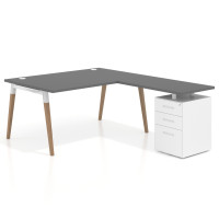 Mesa de dirección con cajones Arki fondo 100cm, frontales de metal - GRIS TORMENTA, 200x200