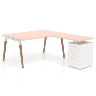 Colecci&oacute;n Mesa de oficina 100cm con pedestal, frontales de metal