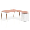 mesa en l 140x200 rosa talco arki mesa de oficina 100cm con pedestal frontales de metal recto 1