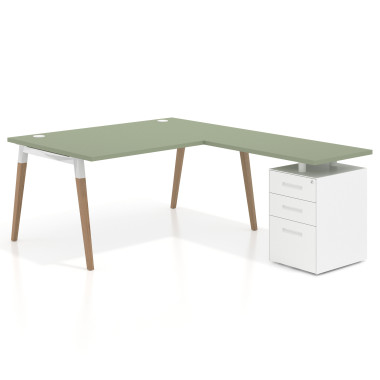 Colecci&oacute;n Mesa de oficina 100cm con pedestal, frontales de metal