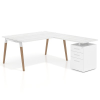 Mesa de dirección con cajones Arki fondo 100cm, frontales de metal - ALBO, 200x200