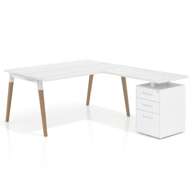 Colecci&oacute;n Mesa de oficina 100cm con pedestal, frontales de metal