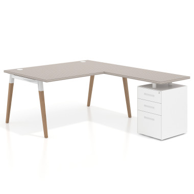 Mesa de oficina 100cm con pedestal, frontales de metal