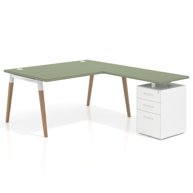 Mesa de oficina 100cm con pedestal, frontales de metal