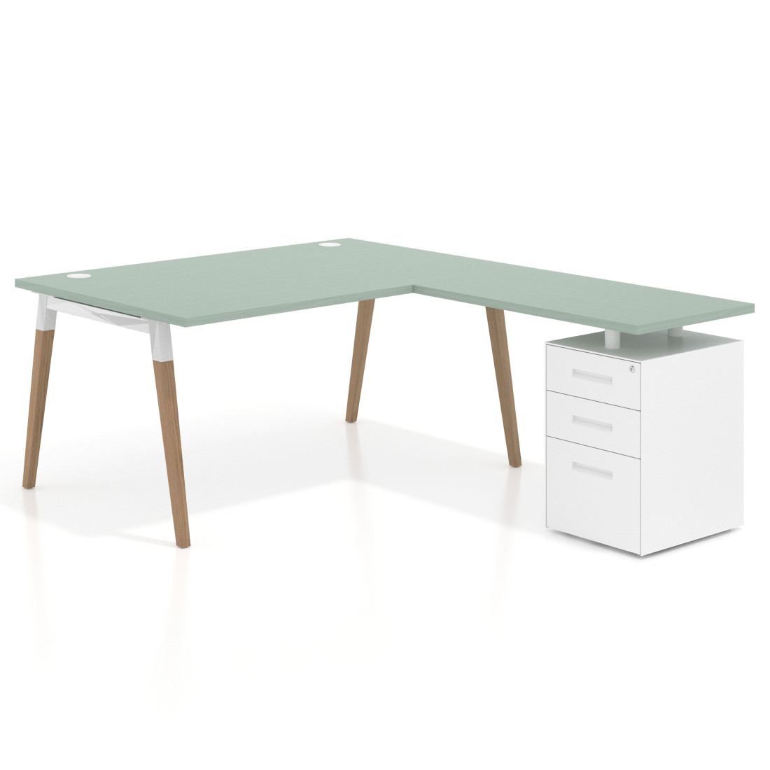 mesa en l 140x200 iris arki mesa de oficina 100cm con pedestal frontales de metal recto 1