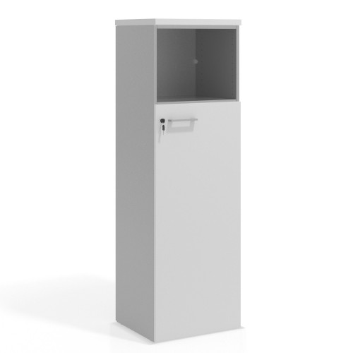 Armario de oficina Colors con puerta mediana, medida 155x50 - BLANCO MATE