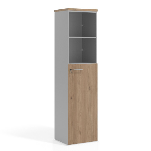 Armario de oficina Colors con puerta mediana, medida 193x50 - NATURALE