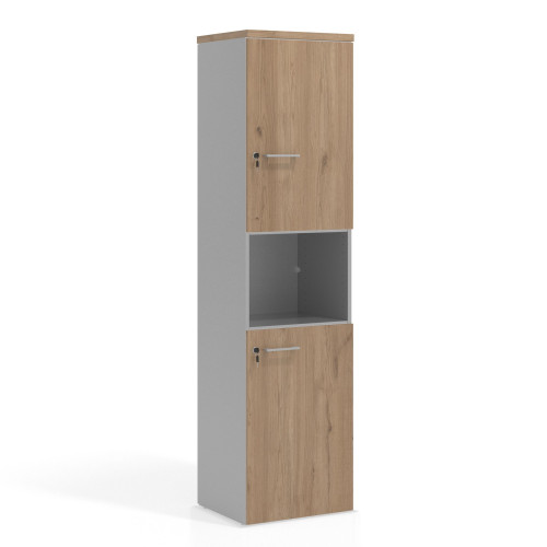Armario de oficina Colors con doble puerta mediana, medida 193x50 - NATURALE