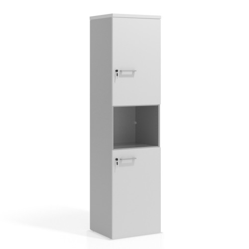 Armario de oficina Colors con doble puerta mediana, medida 193x50 - BLANCO MATE