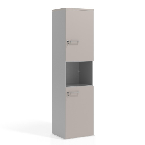 Armario de oficina Colors con doble puerta mediana, medida 193x50 - GRIS COCO