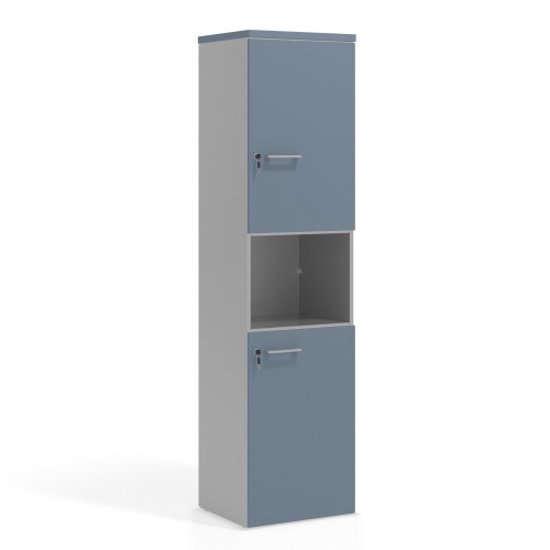 Armario de oficina Colors con doble puerta mediana, medida 193x50 - AZUL TALCO
