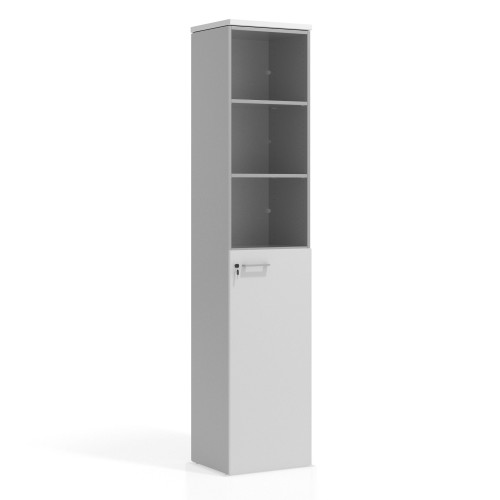 Armario de oficina Colors con puerta mediana, medida 236x50cm - BLANCO MATE