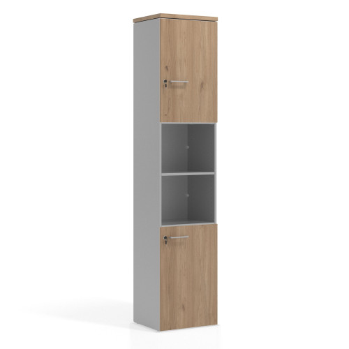 Armario de oficina Colors con doble puerta mediana, medida 236x50 - NATURALE