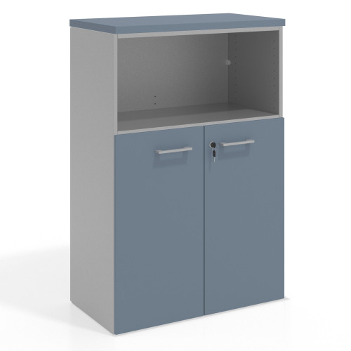 Armario de oficina Colors, medida 116x80 con puerta auxiliar - AZUL TALCO