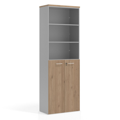 Armario de oficina Colors con puerta mediana, medida 236x80cm - NATURALE