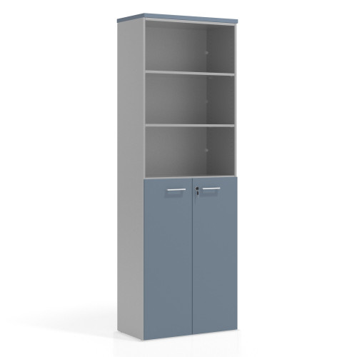 Armario de oficina Colors con puerta mediana, medida 236x80cm - AZUL TALCO