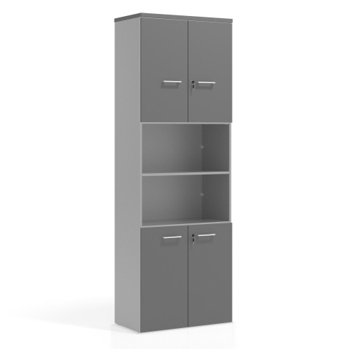 Armario de oficina Colors con doble puerta pequeña, medida 236x80 - GRIS TORMENTA