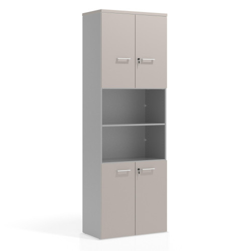 Armario de oficina Colors con doble puerta pequeña, medida 236x80 - GRIS COCO