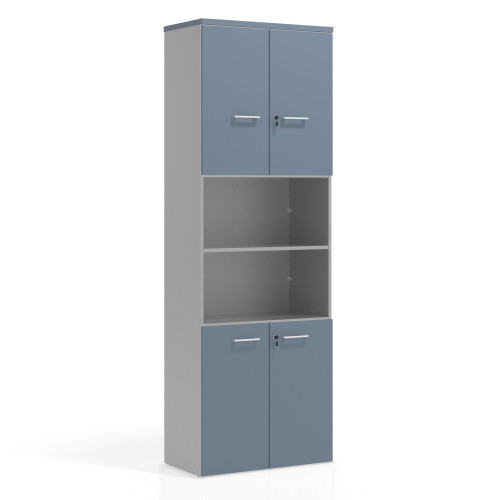 Armario de oficina Colors con doble puerta pequeña, medida 236x80 - AZUL TALCO