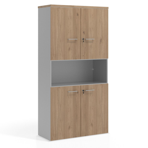 Armario de oficina Colors con doble puerta mediana, medida 193x100 - NATURALE