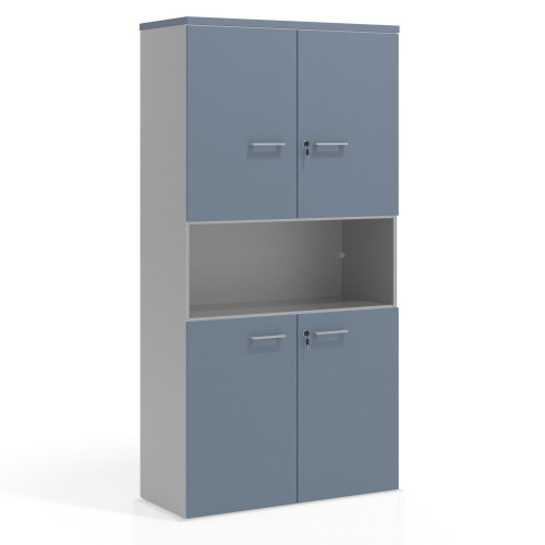 Armario de oficina Colors con doble puerta mediana, medida 193x100 - AZUL TALCO