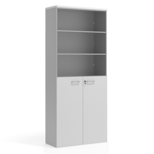 Armario de oficina Colors con puerta mediana, medida 236x100cm - BLANCO MATE