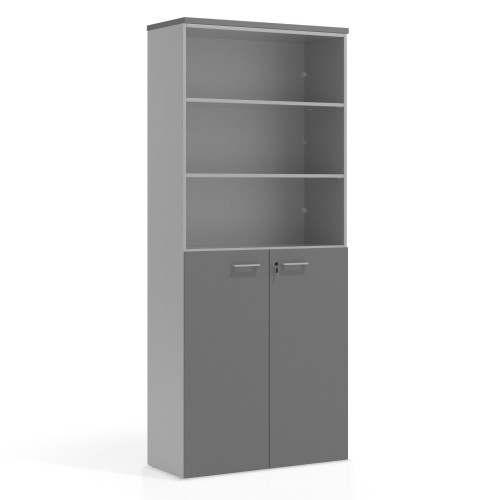 Armario de oficina Colors con puerta mediana, medida 236x100cm - GRIS TORMENTA
