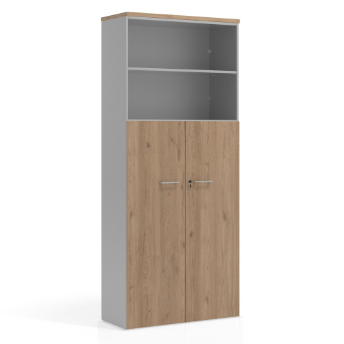 Armario de oficina Colors con puerta + estantes, medida 236x100 - NATURALE