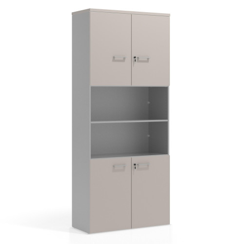 Armario de oficina Colors con doble puerta pequeña, medida 236x100 - GRIS COCO
