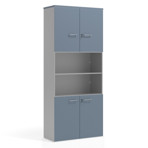 Armario de oficina Colors con doble puerta pequeña, medida 236x100 - AZUL TALCO