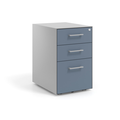 Cajonera de oficina Strong 2 cajones + archivo estructura aluminio frontales melamina - AZUL TALCO