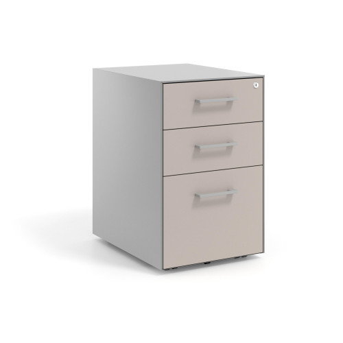 Cajonera de oficina Strong 2 cajones + archivo estructura aluminio frontales melamina - GRIS COCO