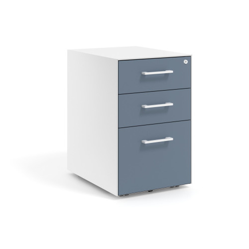 Cajonera de oficina Strong 2 cajones + archivo estructura blanca frontales melamina - AZUL TALCO