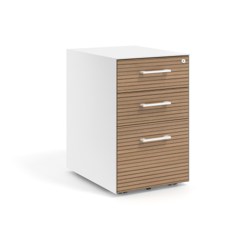 Cajonera de oficina Strong 2 cajones + archivo estructura blanca frontales melamina - RAYADO NATURAL