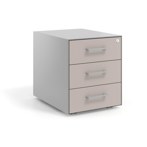 Cajonera de oficina Strong 3 cajones estructura aluminio frontales melamina - GRIS COCO