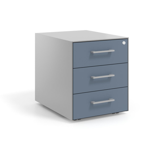 Cajonera de oficina Strong 3 cajones estructura aluminio frontales melamina - AZUL TALCO