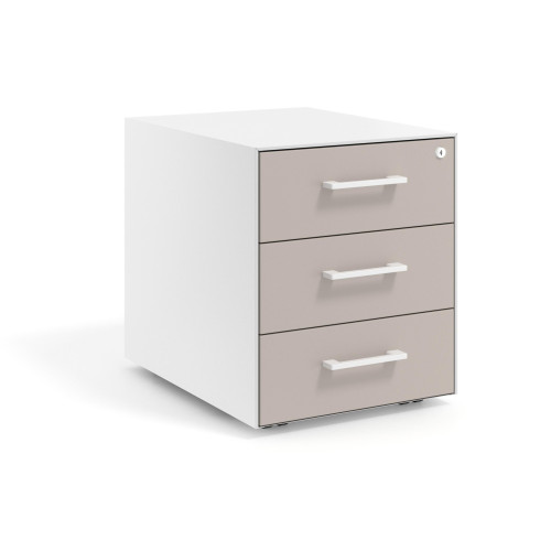 Cajonera de oficina Strong 3 cajones estructura blanca frontales melamina - GRIS COCO