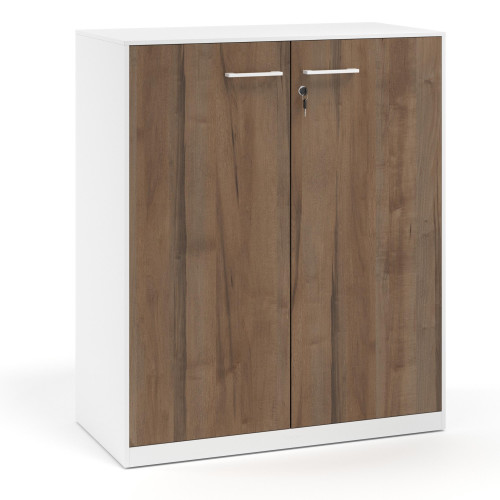 Armario de metal para oficina con puertas de melamina Strong 109x92cm, estructura blanca - NOCE SABI, 109X92