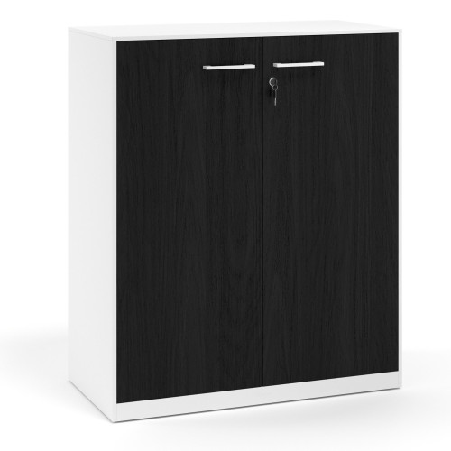 Armario de metal para oficina con puertas de melamina Strong 109x92cm, estructura blanca - BOCAMINA, 109X92