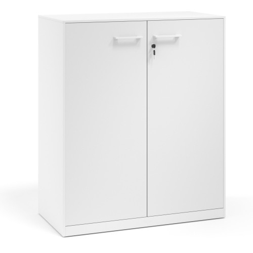 Armario de metal para oficina con puertas de melamina Strong 109x92cm, estructura blanca - BLANCO MATE, 109X92