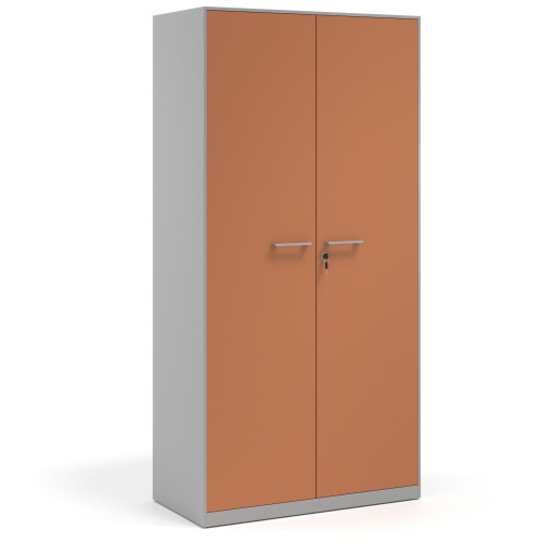 Armario de oficina metálico con puertas de melamina Strong 185x92cm, estructura aluminio - TERRACOTA, 185X92