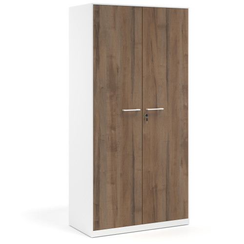 Armario metálico de oficina con puertas de melamina Strong 185x92cm, estructura blanca - 185X92