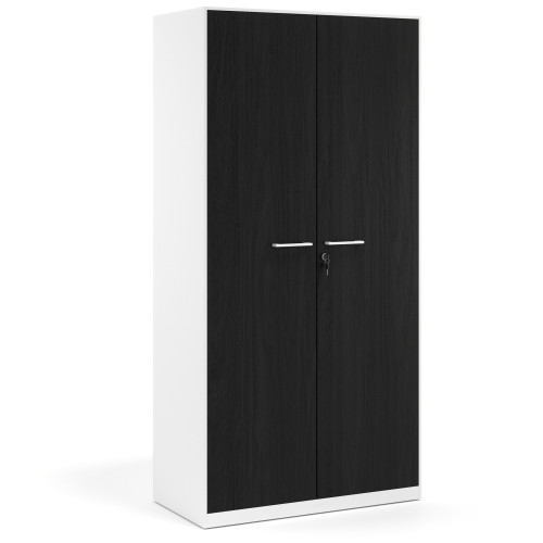 Armario metálico de oficina con puertas de melamina Strong 185x92cm, estructura blanca - BOCAMINA, 185X92