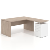 Mesa de escritorio con cajones Work fondo 80, frontales metal, estructura monocolor - SAHARA, 180x180