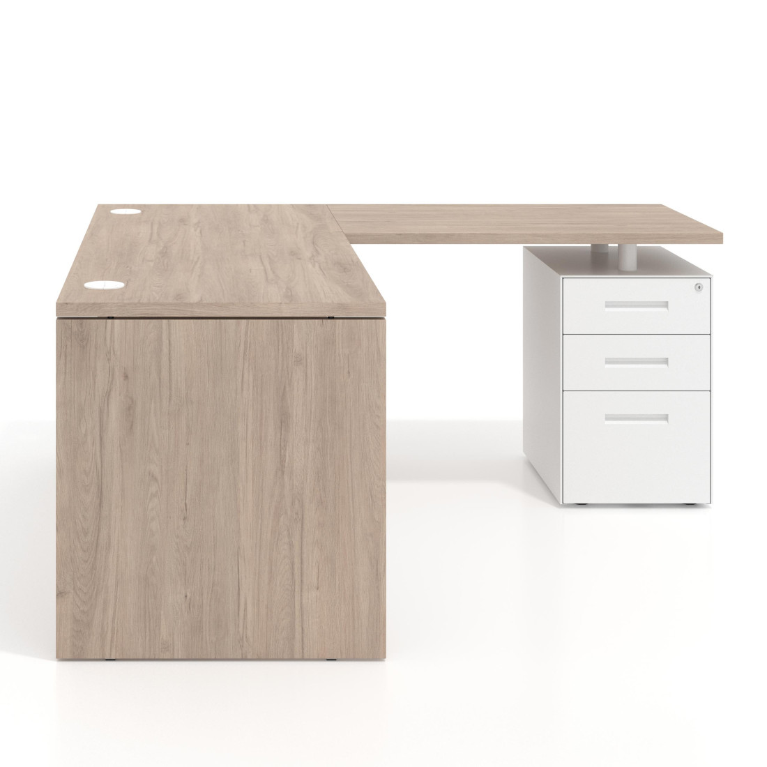 Mesa de escritorio con cajones Work fondo 68, frontales metal, estructura monocolor